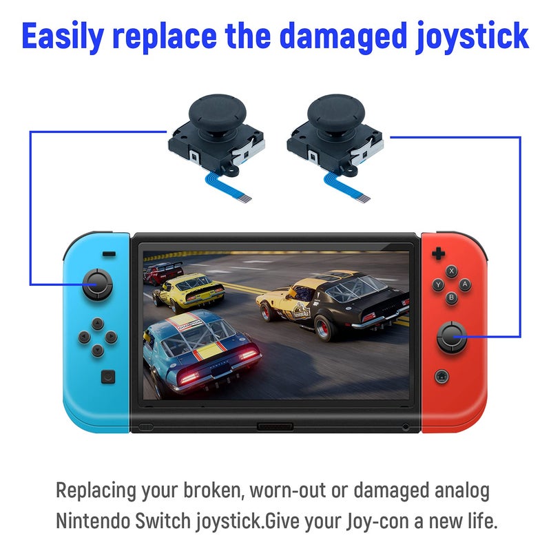 Mcbazel 18 in 1 Replacement Repair Kit for N-Switch Joy-Con with Screwdrivers Opening Tool, 3D Left Right Analog Joysticks, Buckle Lock, Charging Port Slider, Button Sync Flex Cable Set (NOT for Switch 2) - Image 2